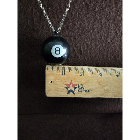 Vintage Retro Magic 8 Eight Ball Pendant Necklace 30 Inch Silver Chain Fortune - Picture 5 of 7